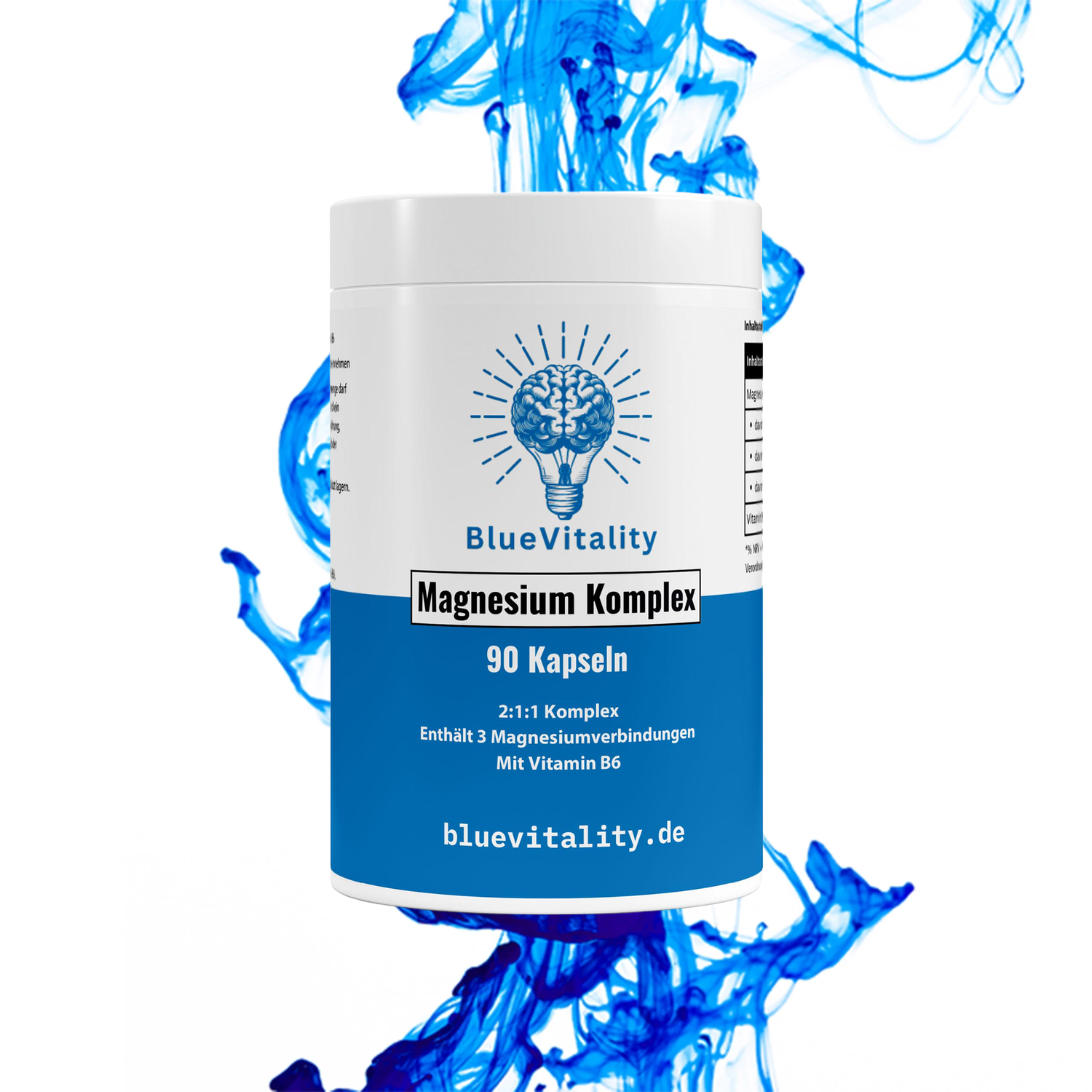 BlueVitality Magnesium Komplex + Vitamin B6 – 90 Kapseln für Nerven, Muskeln & Energie, hoch bioverfügbar & laborgeprüft