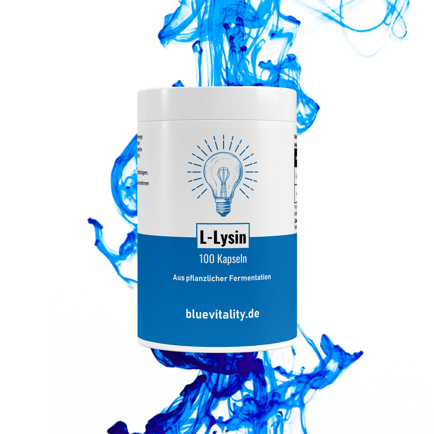 BlueVitality L-Lysin – 100 Kapseln, hochdosiert & vegan, 100 % reine Aminosäureform, laborgeprüft