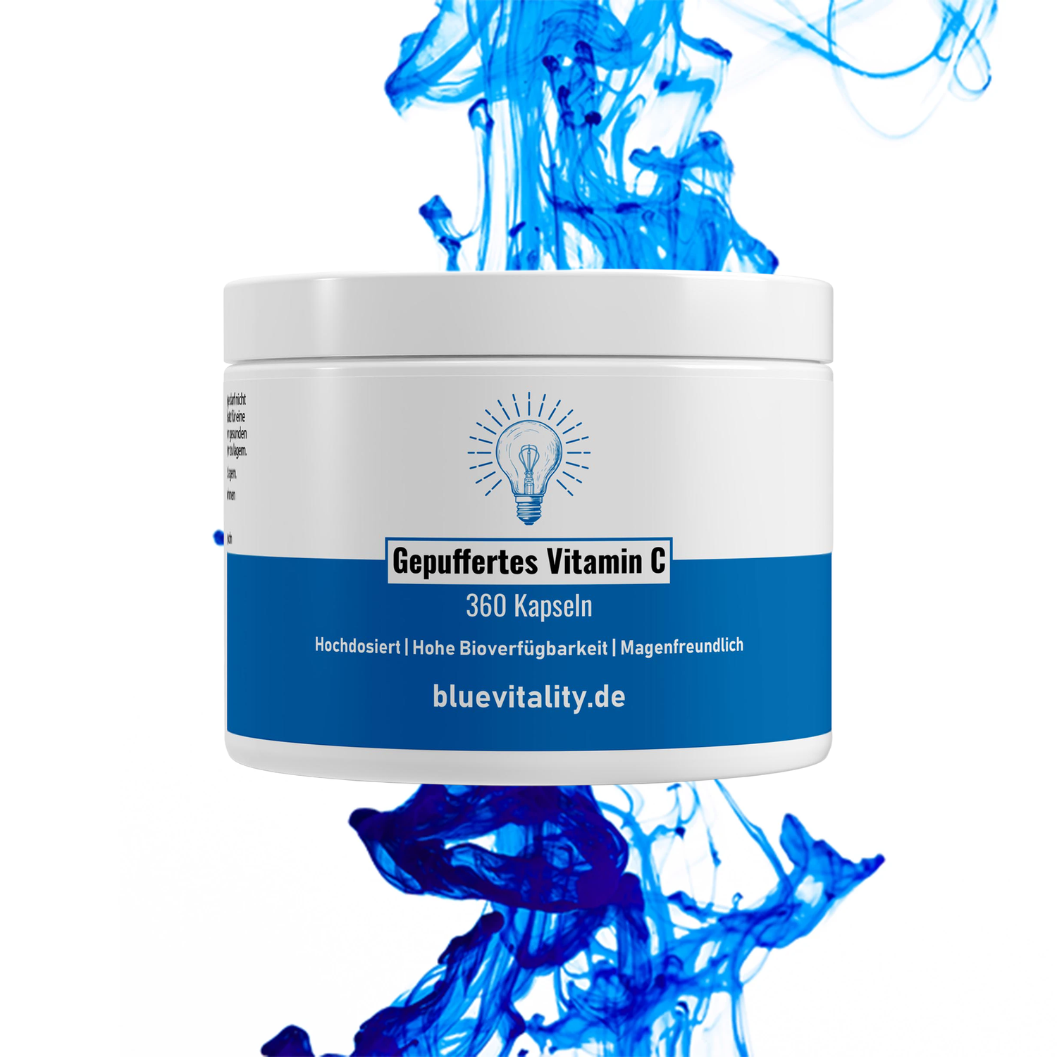 BlueVitality Gepuffertes Vitamin C – 360 Kapseln à 500 mg, magenschonend & hochdosiert, laborgeprüft
